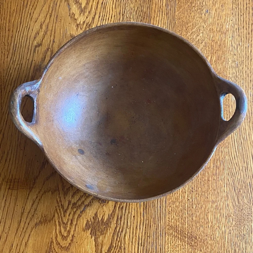 Rustic Brown Two-Handled Serving Bowl